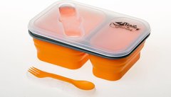 Складной силиконовый контейнер для едына 2 отсека Tramp (900ml) с ловилкой orange описание, фото, купить