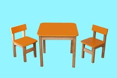 Еко набір стіл дерев'яний і 2 стільчика, помаранчевий опис, фото, купити