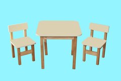 Эко набор стол деревянный и 2 стульчика, ваниль описание, фото, купить
