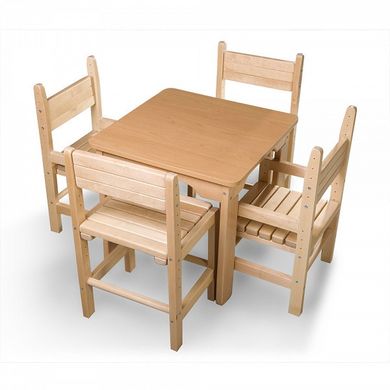 Дитячий дерев'яний столик і 4 стільці, сосновий комплект опис, фото, купити