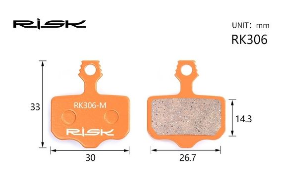 Колодки тормозные полуметалл disc RISK RK306-S AVID ELIXI/R/CR Mag /E1/E3/E5/E7/E9/XO/XX описание, фото, купить