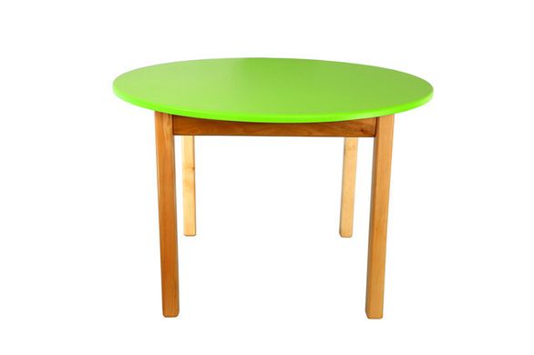 Дитячий дерев'яний стіл, салатовий c круглі стільниці опис, фото, купити