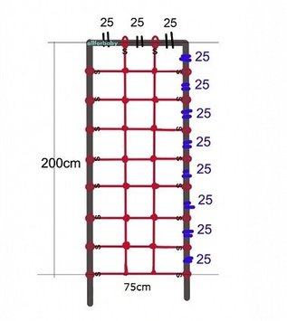 Сітка для лазіння c S-Hook, 0,75 * 2 м. Краcная опис, фото, купити