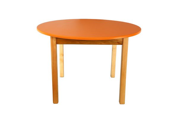 Дитячий дерев'яний стіл, помаранчевий c круглі стільниці опис, фото, купити