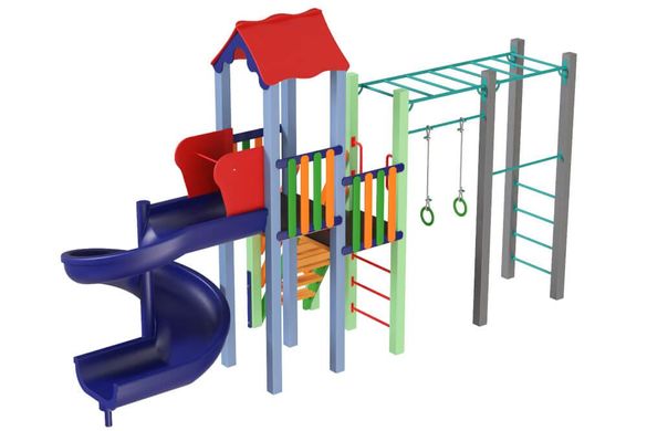 Детский игровой комплекс "Котик с пластиковой горкой Спираль", 1,5м описание, фото, купить