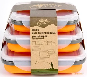 Набір з 3х складних силіконових контейнерів Tramp (400/700 / 1000ml) orange опис, фото, купити