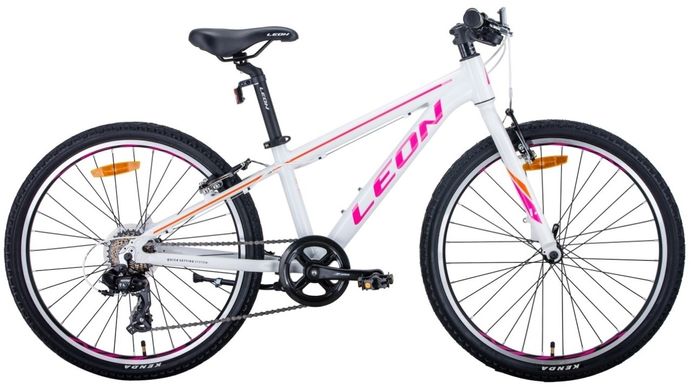 Велосипед 24" Leon JUNIOR 2020 (бело-малиновый с оранжевым) описание, фото, купить