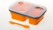 Складной силиконовый контейнер для едына 2 отсека Tramp (900ml) с ловилкой orange фото 1