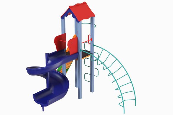 Детский игровой комплекс "Петушок с пластиковой горкой Спираль", 1,5м описание, фото, купить