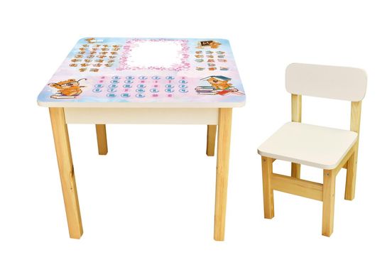 Дитячий стіл - мольберт із кришкою, що + стільчик "Абетка Ведмедики" опис, фото, купити
