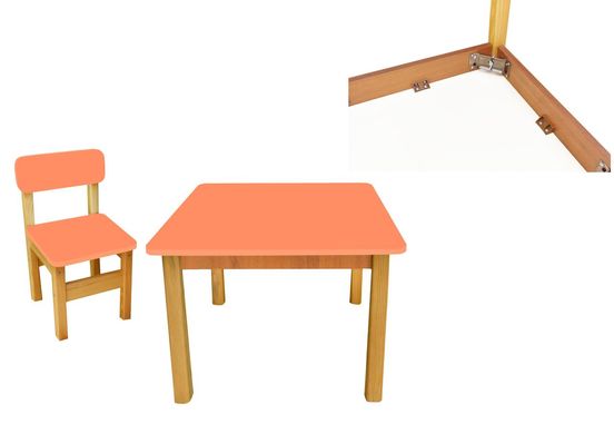 Еко набір стіл + 1 стільчик, помаранчевий опис, фото, купити