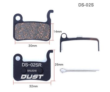 Колодки гальмівні напівметал disc DUST DS-02S Shimano M975 / 966/596/800/765/775/601/665/585/545/535, R-505, опис, фото, купити