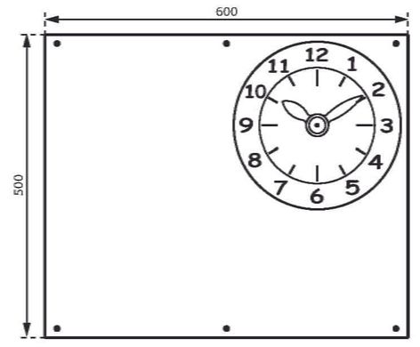 Дошка для крейди з годинником КВТ, 50х60 см опис, фото, купити
