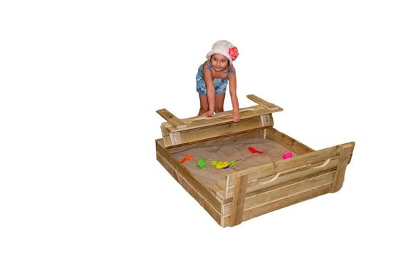 Детская деревянная песочница, 100*100 с крышкой описание, фото, купить