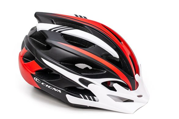 Шлем велосипедный с бел. козырьком СIGNA WT-016 черно-бело-красный описание, фото, купить